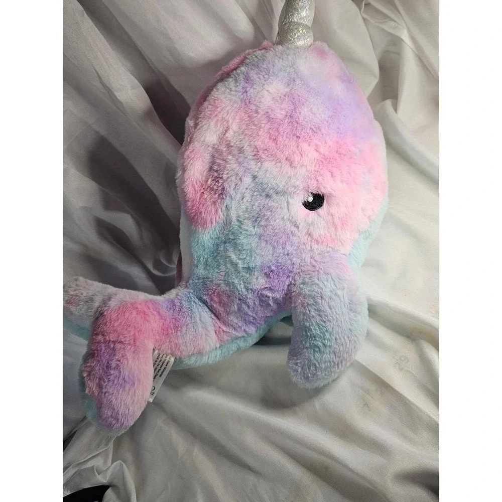 FAO Schwarz Narwhal Plush Stuffed Animal Pastel Tie Dye Silver Glitter Horn 2020